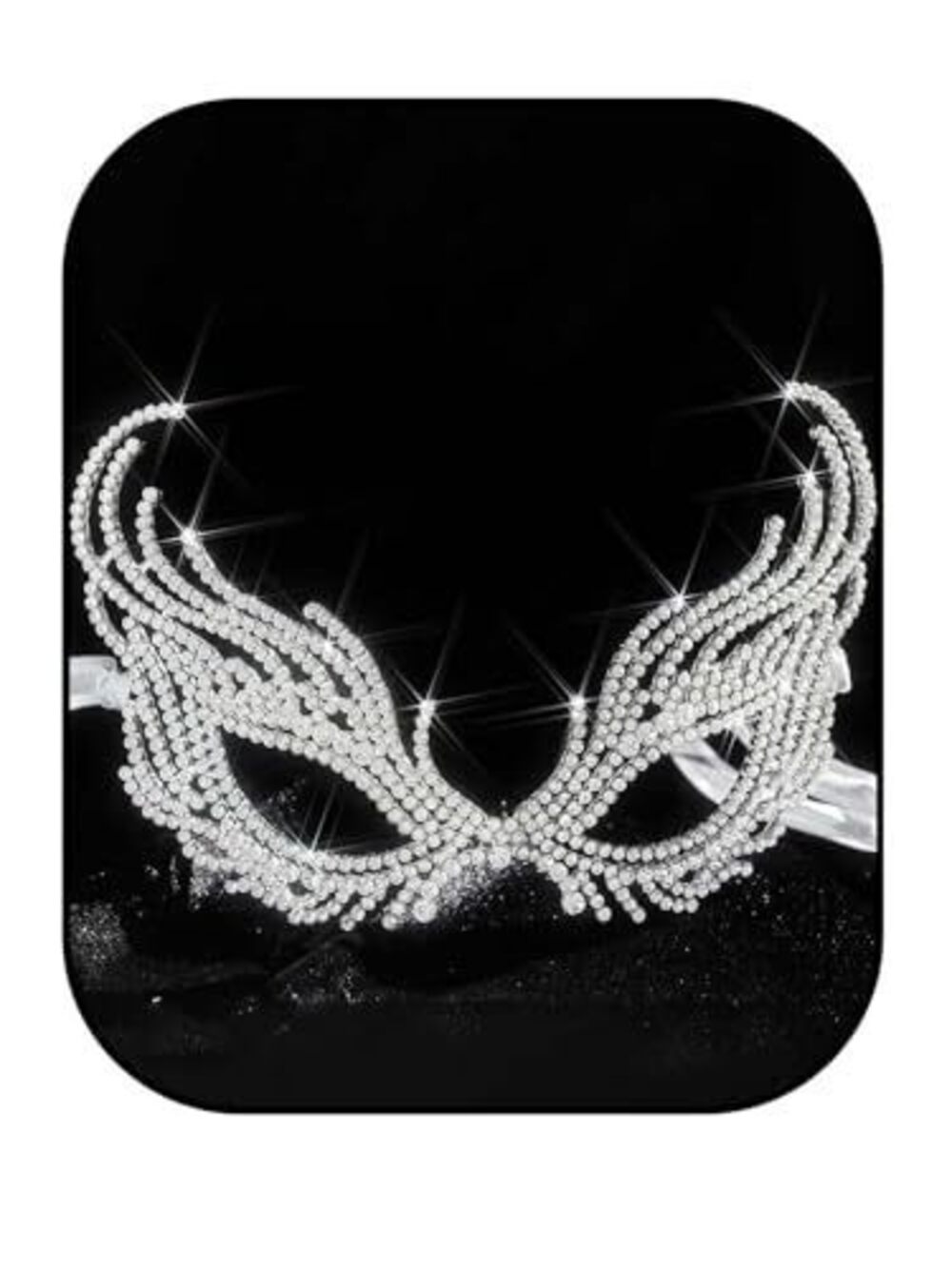 4451 Rhinestone Masquerade Mask , Silver Crystal Venetian Antifaz, Elegant